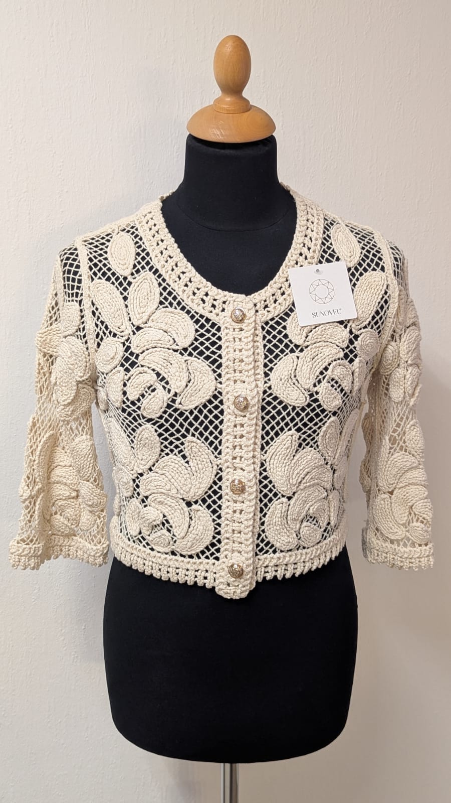 Häkel Strickjacke in Beige